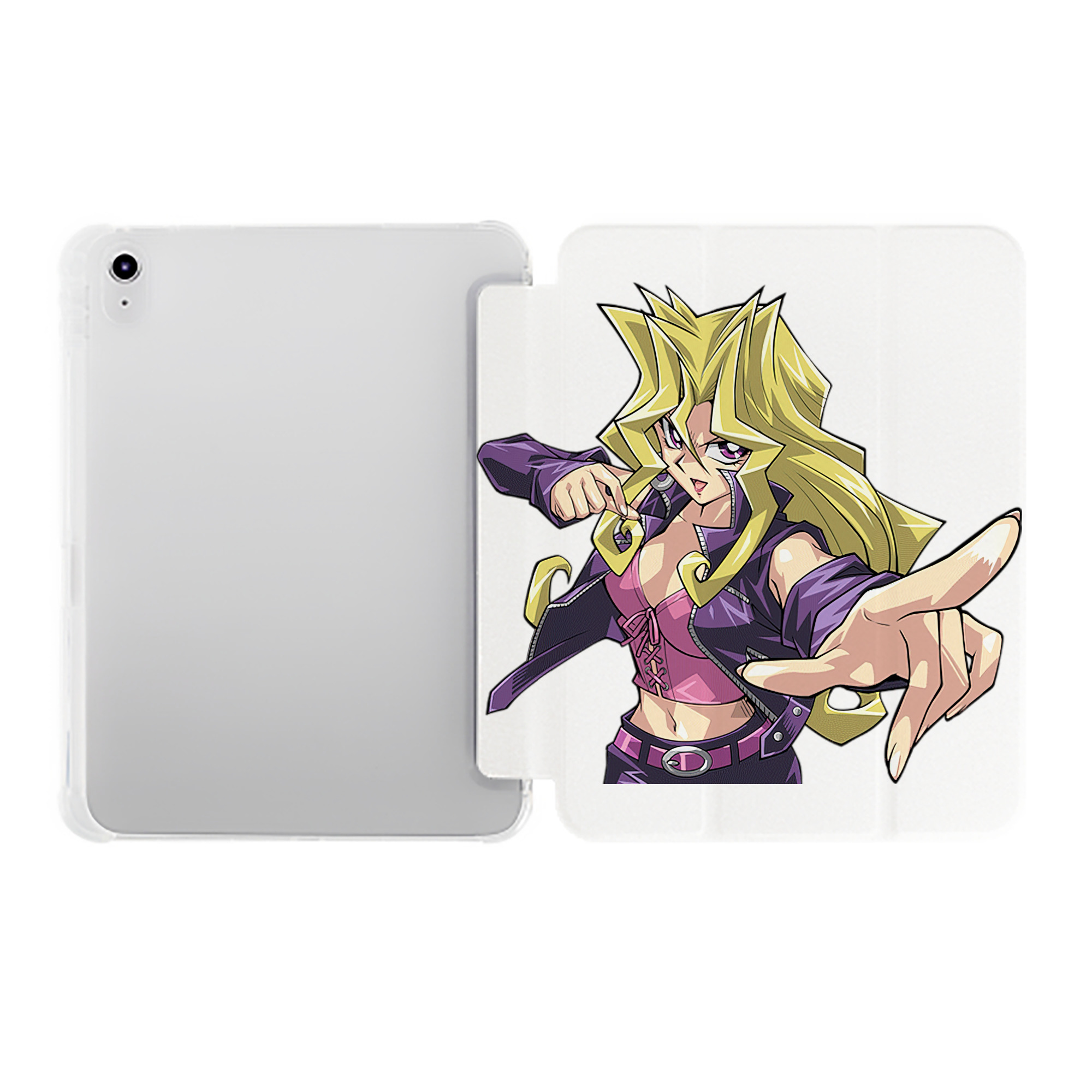（画像用） 遊☆戯☆王 Yu-Gi-Oh! IPad ケース ペン収納付き 三つ折りスタンド PUレザー×シリコン 対応機種9.5/10.5/10.9インチ